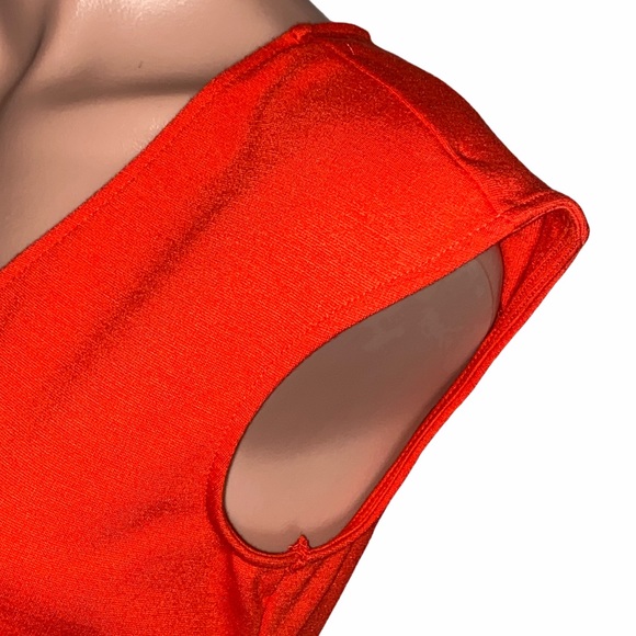 Jennifer Lopez Red Orange Sleeveless Bodycon Dress - Picture 8 of 14